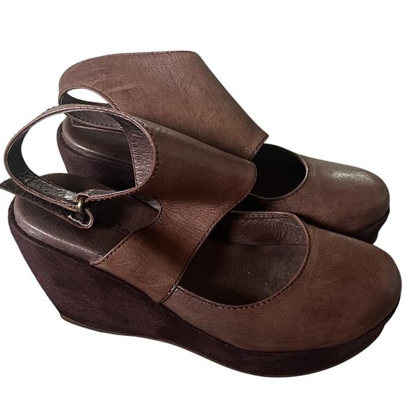 Antelope Women's 36 / US 5-5.5 Brown Leather Suede Wedge Heel Platform Sandal - Picture 1 of 6